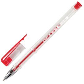 Ручка гелевая STAFF 'Basic', КРАСНАЯ, корпус прозрачный, хромированные детали, узел 0,5 мм, линия пи