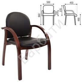 Кресло для приемных и переговорных CH-659, экокожа, черное матовое, Terra 118, ш/к 15044
