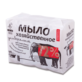Мыло хозяйственное 72%, 100г х 4шт (Невская Косметика), в упаковке, ш/к 11142