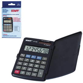 Калькулятор STAFF карманный STF-899, 8 разрядов, двойное питание, 117х74мм