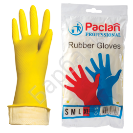 Перчатки хоз. резиновые PACLAN 'Professional' с х/б напылением, размер XL (оч.больш),желтые, шк76133