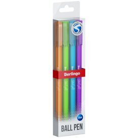 Ручка шариковая Berlingo 'Starlight', синяя, 0,7мм, игольчатый стержень, прорезиненный корпус ассорт